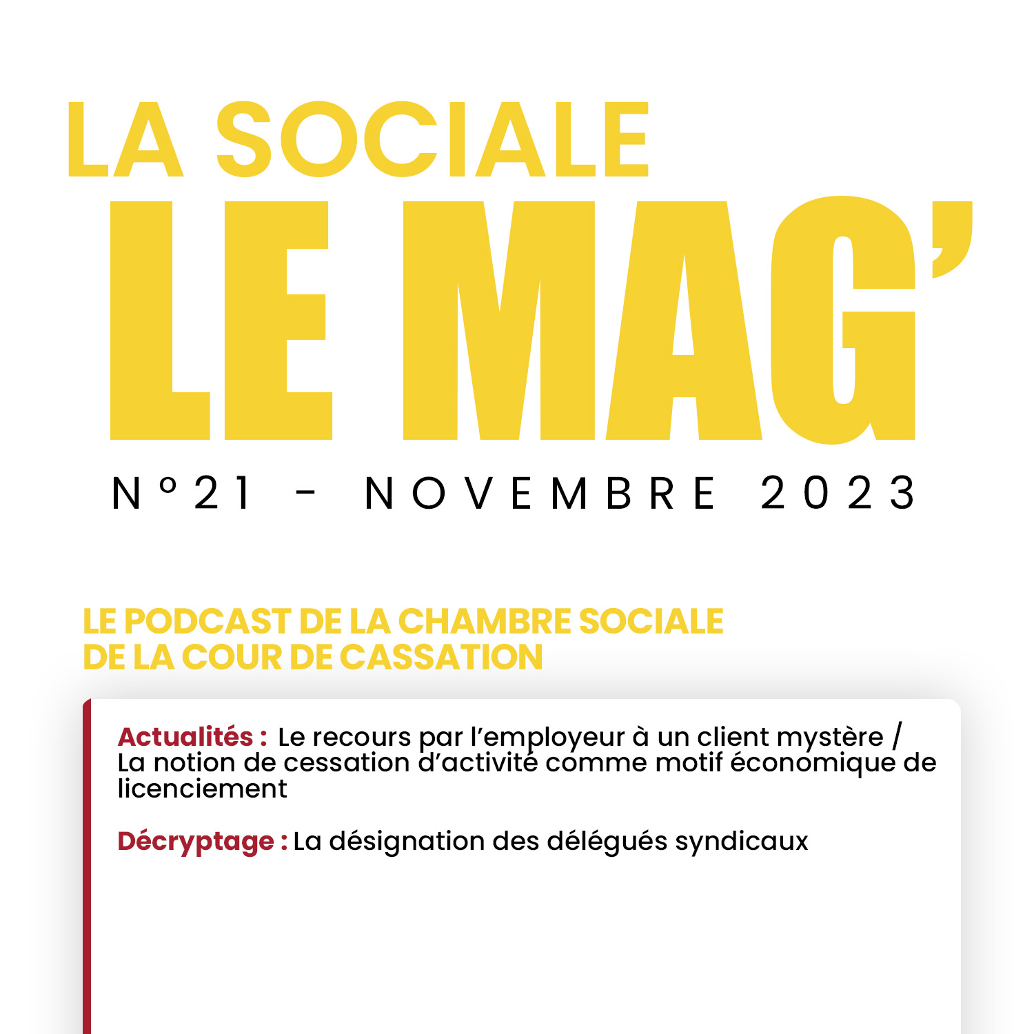 La Sociale Le Mag’ | Le podcast de la chambre sociale de la Cour de cassation #21