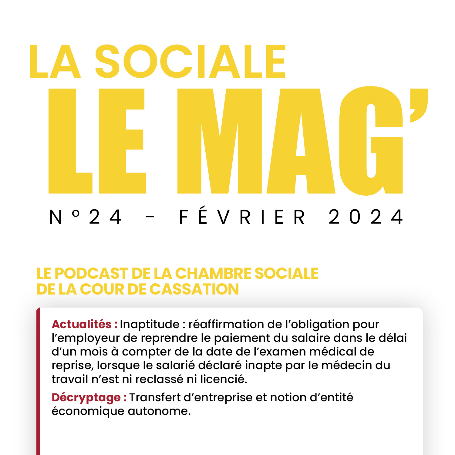 La Sociale Le Mag’ | Le podcast de la chambre sociale de la Cour de cassation #24